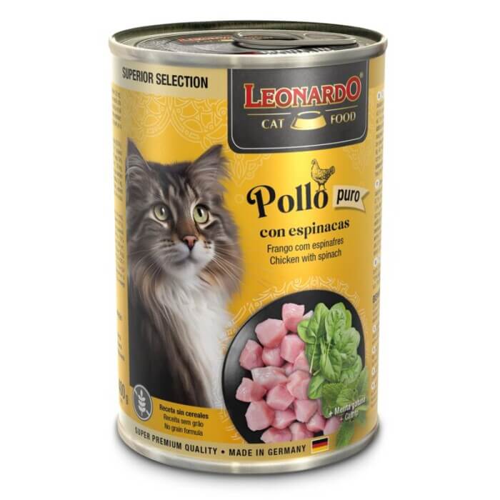 Leonardo Pollo con Espinacas para Gatos 200g - Imagen 3