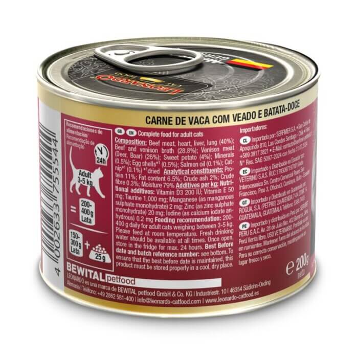 Leonardo Ternera Venado y Boniato para Gatos 200g - Imagen 2