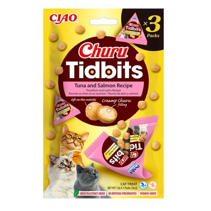 Churu Tidbits Atún y Salmón para Gatos 3x12g - Imagen 2
