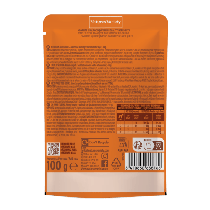 Nature's Variety Bocaditos en Salsa con Pollo y Verdura para Perros Mini 100g - Imagen 2
