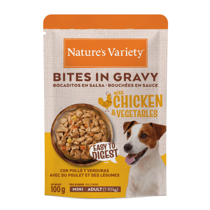 Nature's Variety Bocaditos en Salsa con Pollo y Verdura para Perros Mini 100g - Imagen 1
