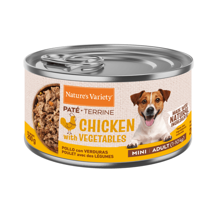 MATERIALES_969063_Affinity_NVWet_PateBasic_MiniChicken_Lata_200g_3D_4000px_Resized.png Nature's Variety Paté Pollo para Perros Adulto Mini 200g - Imagen 1