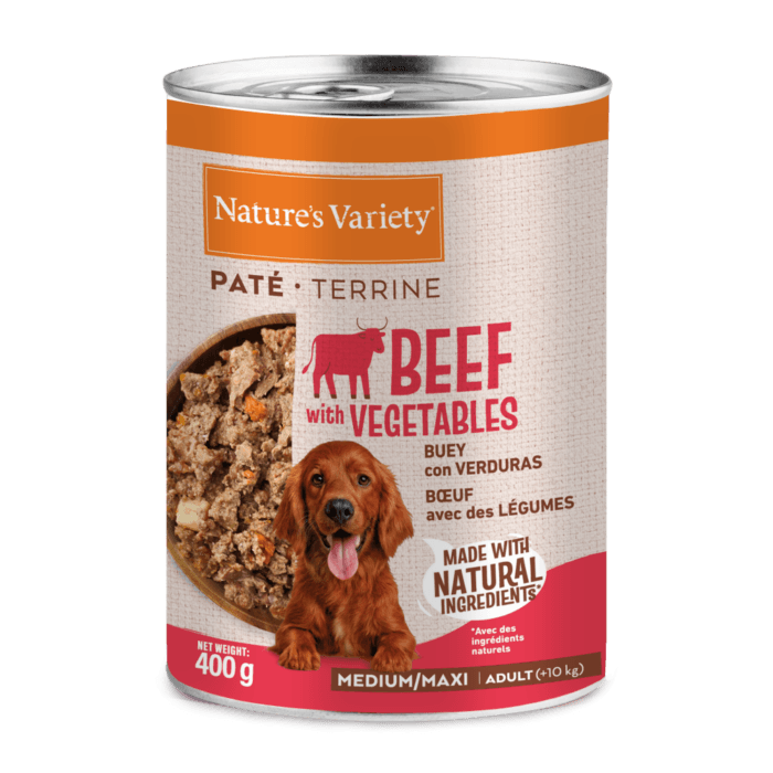 MATERIALES_969068_Affinity_NVWet_PateBasic_MedMaxBeef_Lata_400g_3D_4000px_Resized.png Nature's Variety Paté Buey para Perros Adultos Med/Maxi 400g - Imagen 1