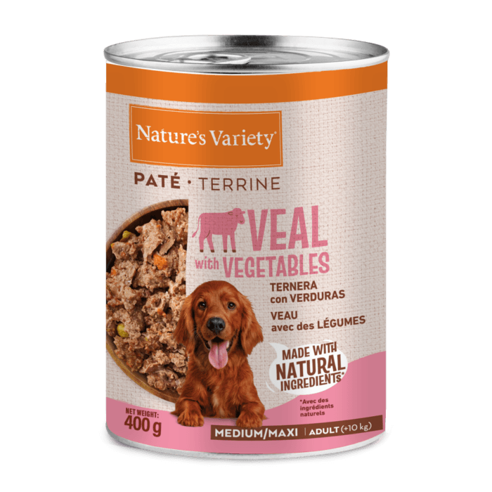 MATERIALES_969069_Affinity_NVWet_PateBasic_MedMaxVeal_Lata_400g_3D_4000px_Resized.png Nature's Variety Paté Ternera para Perros Adulto Med/Maxi 400g - Imagen 1