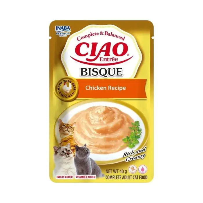 ciao-bisque-entree-sobre-de-pollo-para-gatos.webp Churu Ciao Entrée Bisque de Pollo para Gatos 40g - Imagen 1