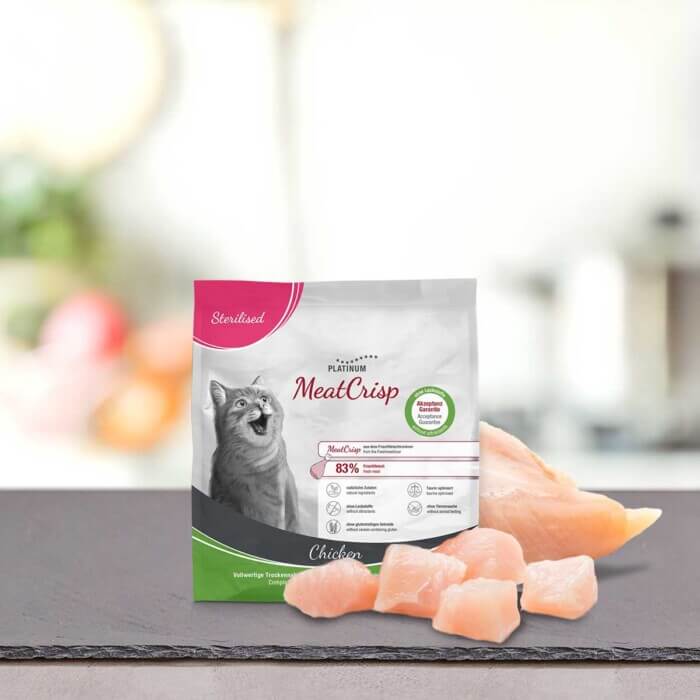 trockenfutter-katze-sterilised-chicken-400g-23.jpg Platinum Pienso MeatCrisp Esterilizado Pollo para Gatos - Imagen 1