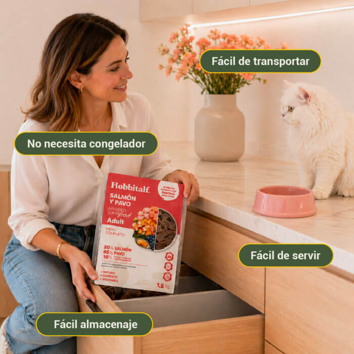 Hobbitalf Air-dried Superfood Adulto Salmón y Pavo para Gatos - Imagen 7