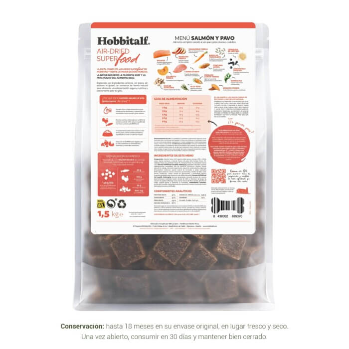 Hobbitalf Air-dried Superfood Adulto Salmón y Pavo para Gatos - Imagen 2