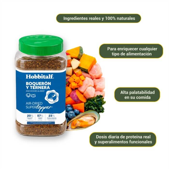 Hobbitalf Air-dried Topper de Boquerón y Ternera para Perros y Gatos - Imagen 6