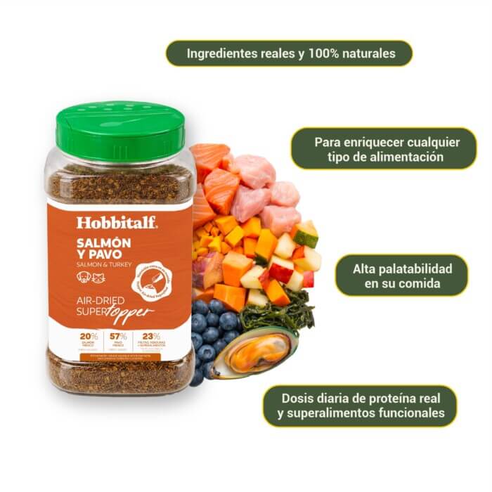 Hobbitalf Air-dried Topper de Salmón y Pavo para Perros y Gatos - Imagen 5