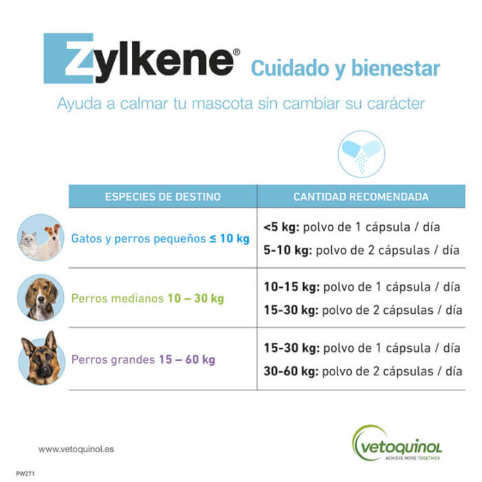 Zylkene Tranquilizante Natural Perros Pequeños y Gatos 75 mg de 30 Cápsulas - Imagen 5