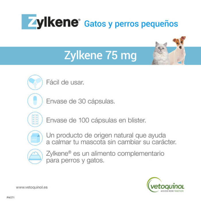 Zylkene Tranquilizante Natural Perros Pequeños y Gatos 75 mg de 30 Cápsulas - Imagen 3
